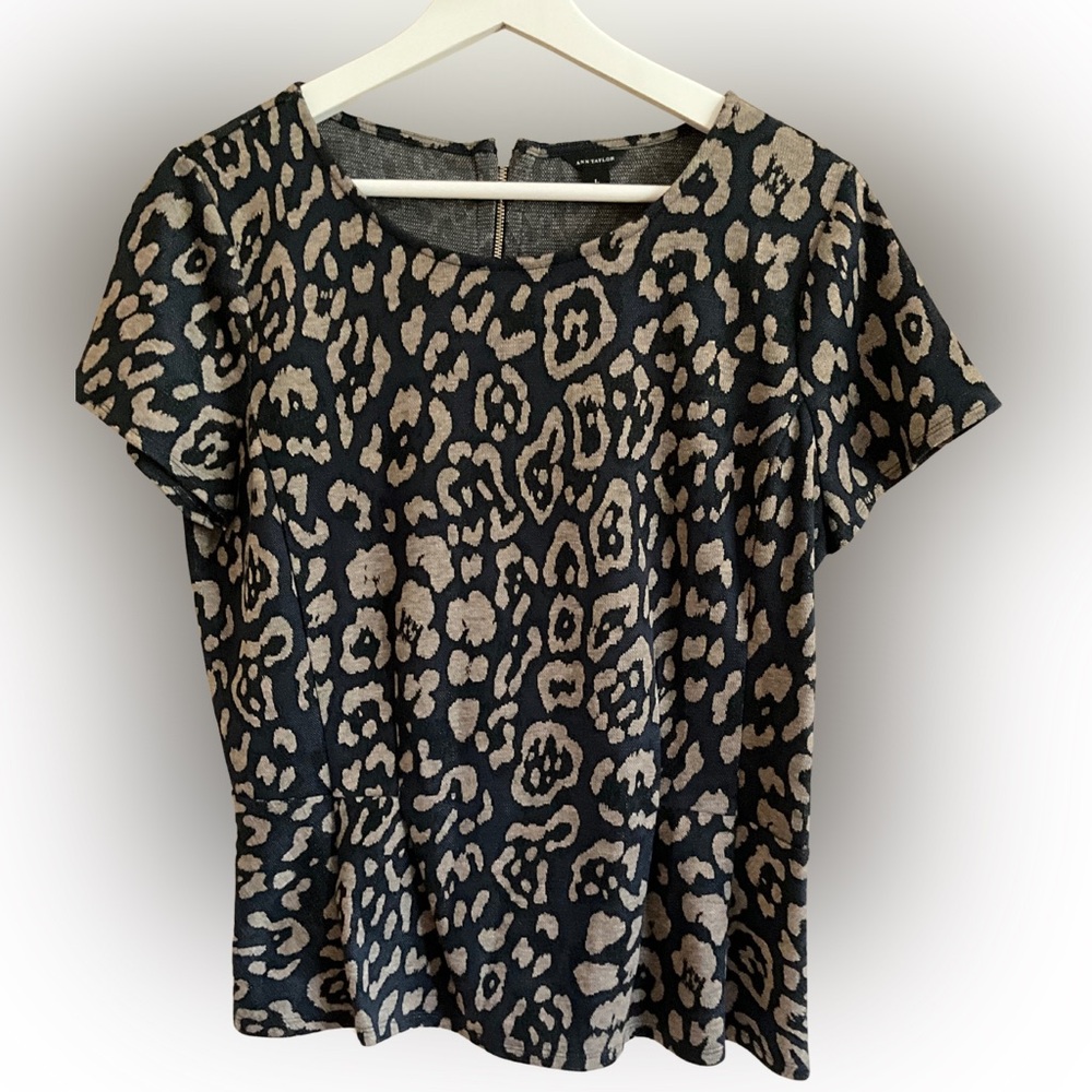 Leopard Print Navy and Tan Women's Top